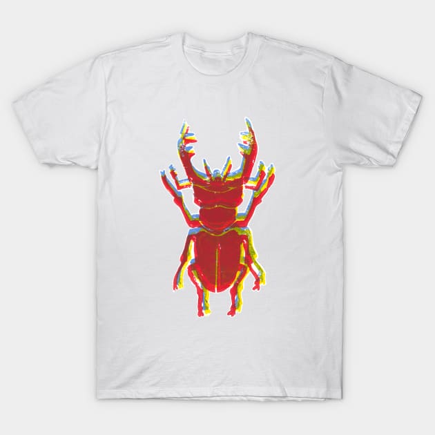 Stag Beetle Tricolore lino cut T-Shirt by VrijFormaat